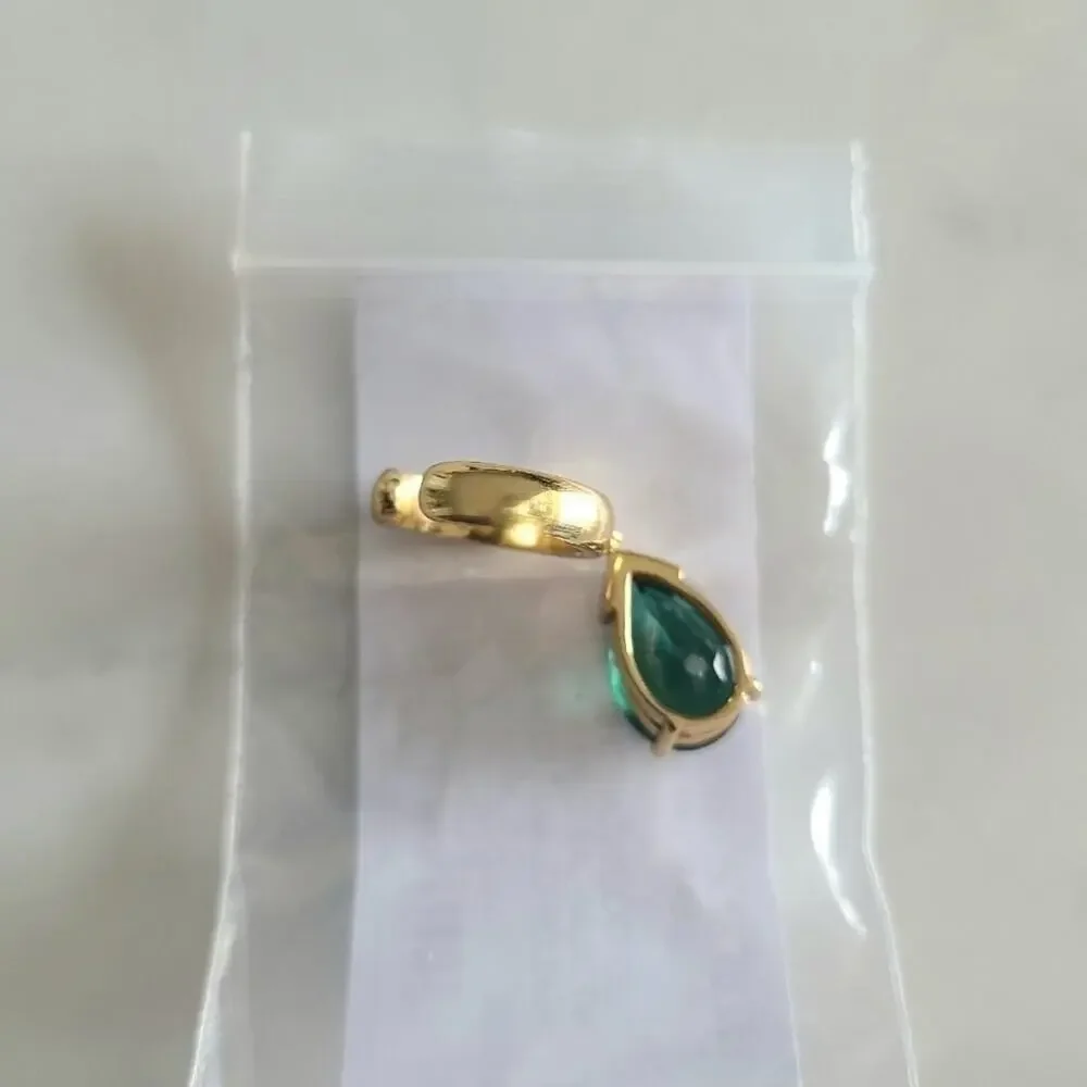 Cornelia Webb 24K Gold Plated Quartz Ear Cuff Single Earring Emerald Green NWT